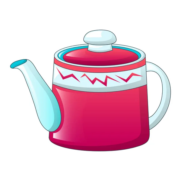Symbol für rote Teekanne, Cartoon-Stil — Stockvektor