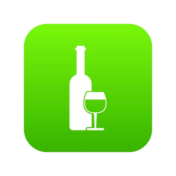 Üveg és üveg bor digitális zöld ikonra — Stock Vector