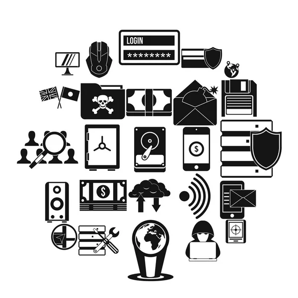 Küreselleşme Icons set, basit tarzı