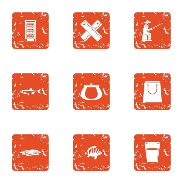 Balık yetiştiriciliği simgeler kümesi, grunge tarzı