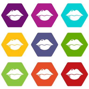 9 vektör dudaklar Icons set