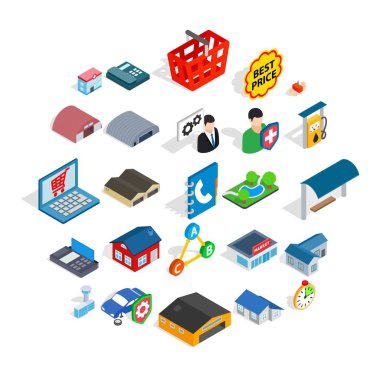 Kefalet Icons set, izometrik stili