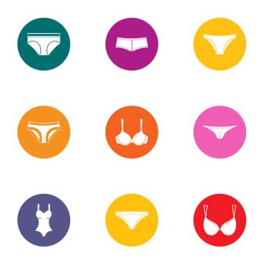 Icons set, düz stil pantolon