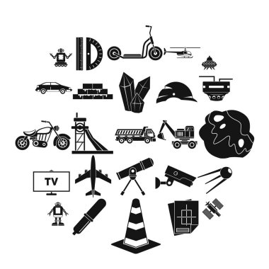 TV Yazılım Icons set, basit tarzı