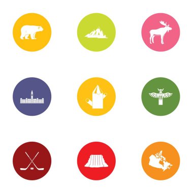 Kanada kenar Icons set, düz stil