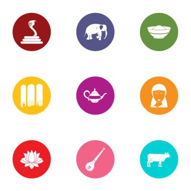 Oryantalist simgeler ayarla, stil düz