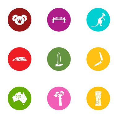 Avustralya şehir simgeler ayarla, stil düz