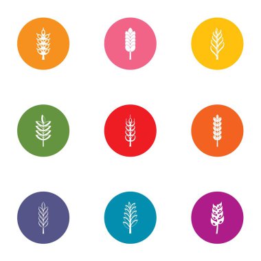 Gluten Icons set, düz stil içeriği