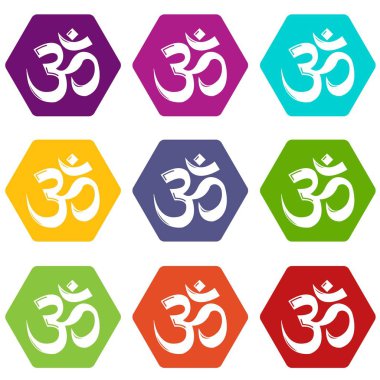 9 vektör OM sembolü Hinduizm Icons set