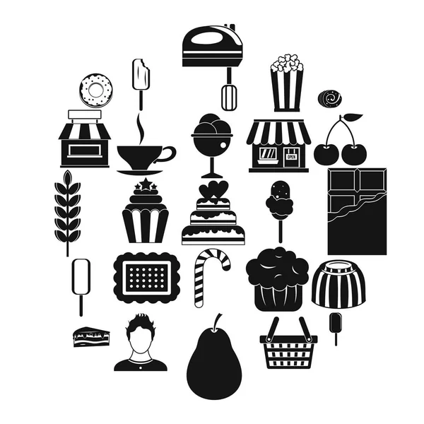 Pastry cook icons set, simple style — Stock Vector