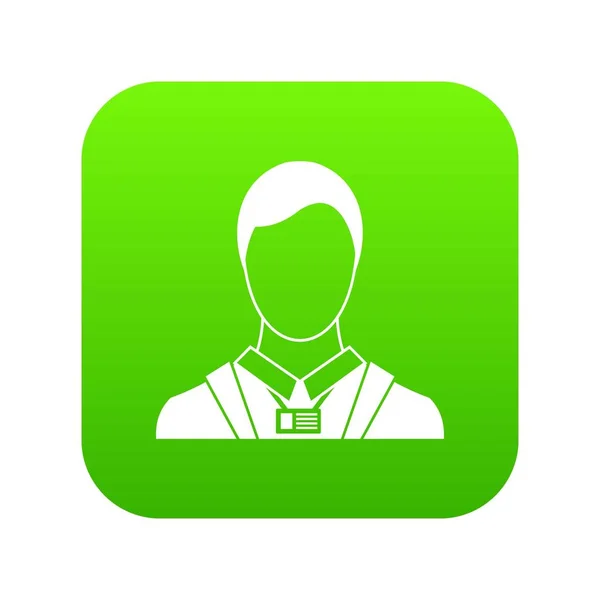 Homme d'affaires avec carte d'identité icône numérique verte — Image vectorielle