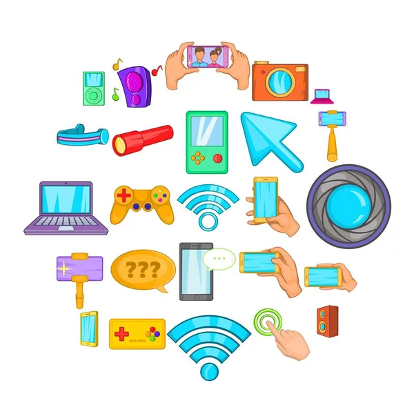 Conjunto de iconos de teléfono móvil, estilo de dibujos animados — Vector de stock