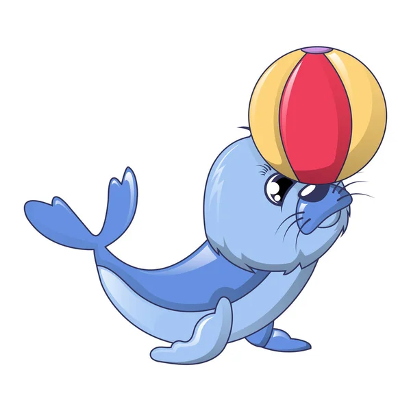 Ball sea lion icon, cartoon style — Stock Vector