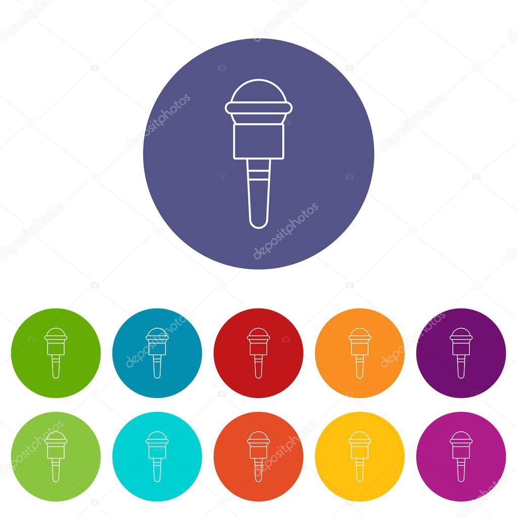 Microphone icons set vector color