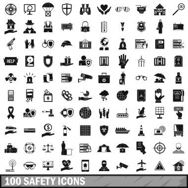 100 Emanet Icons set, basit tarzı 