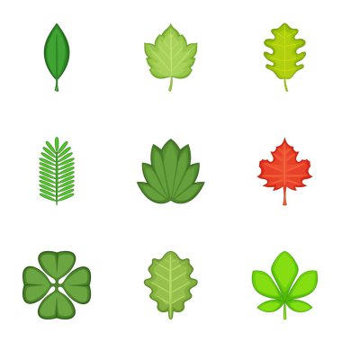 Yaprakları Icons set, karikatür tarzı