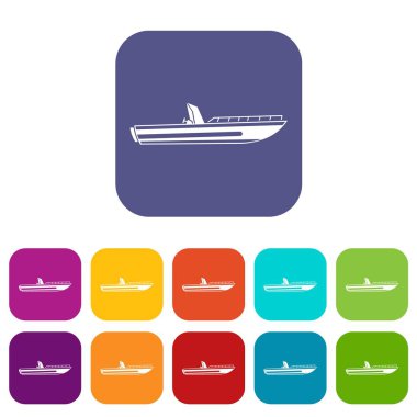 Motor hız tekne Icons set