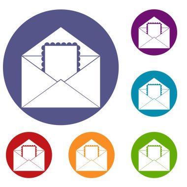 Zarf ile kart Icons set