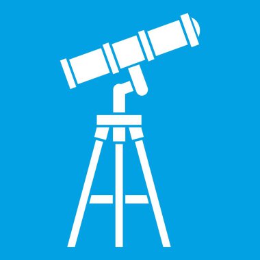 Teleskop simgesi beyaz mavi renkli vektör illüstrasyon izole