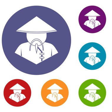 Konik şapka Icons Asya adam ayarla