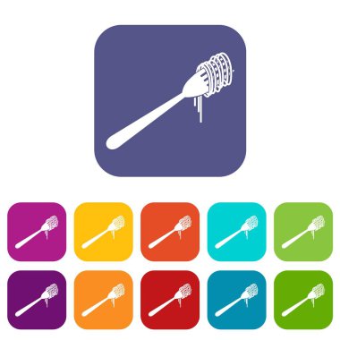 Spagetti çatalı Icons set üzerinde
