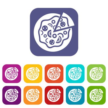 Pizza yemek Icons set