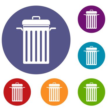 Metal çöp kovası Icons set