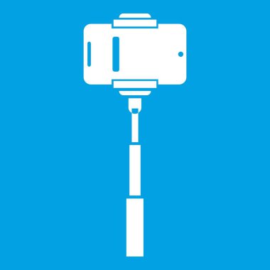 Bir selfie sopa simgesi beyaz cep telefonu