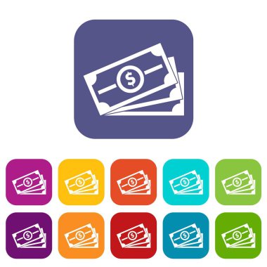 Yığın dolar faturaları simgelerin ayarlamak