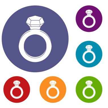 Değerli taş Icons set ile halka