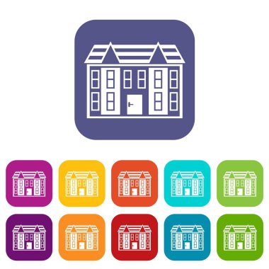 Büyük iki katlı ev Icons set
