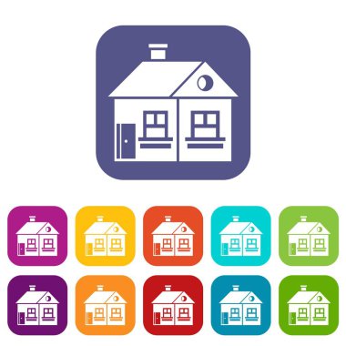 Büyük tek katlı ev Icons set