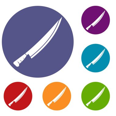 Uzun bıçak Icons set