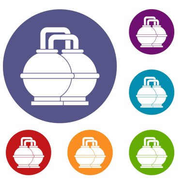 Benzin ve yağ Icons set için endüstriyel tanklar