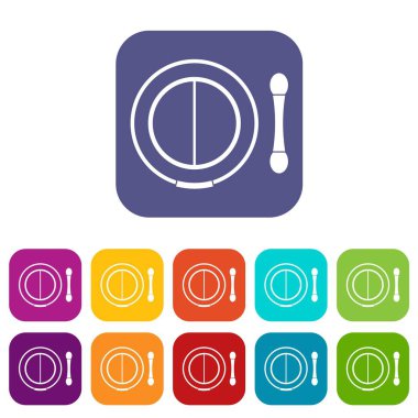 Gölge kiti ile aplikatör Icons set