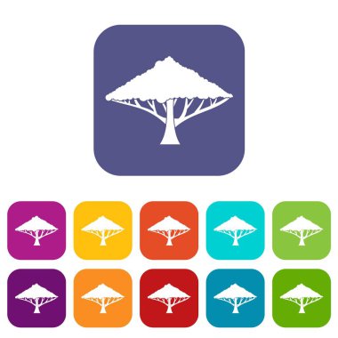 Ağaç ile yayılan bir taç Icons set