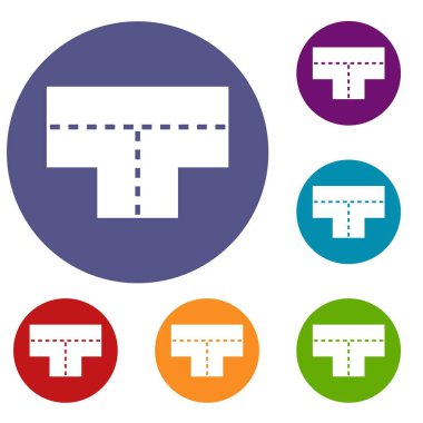 Tshaped kavşak Icons set