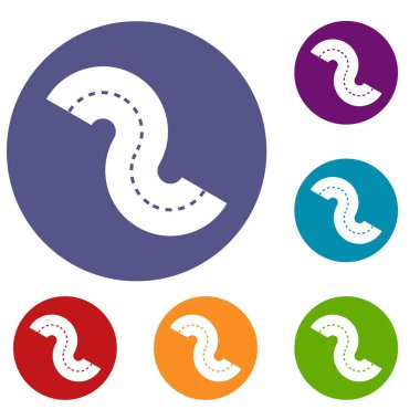 Zikzak yol Icons set