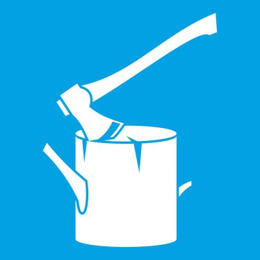 Balta bir ağaç güdük simgesi beyaz sıkışmış