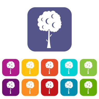 Ağaç ile küresel taç Icons set