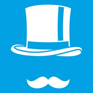 Silindir ve bıyıkları simgesi beyaz