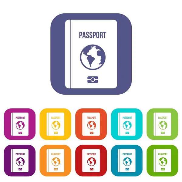 Conjunto de iconos de pasaporte — Vector de stock