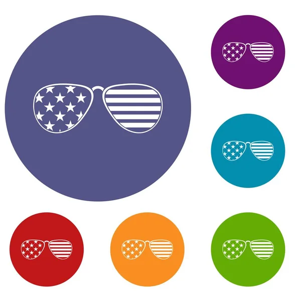 Amerikanska glasögon ikoner set — Stock vektor