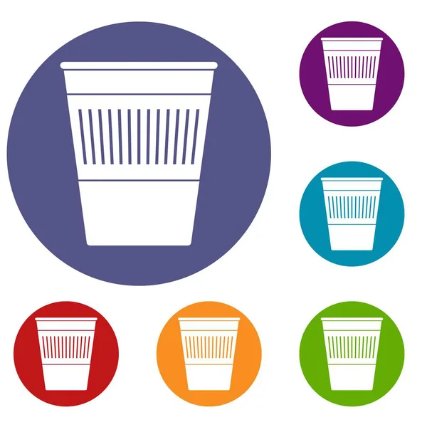 Conjunto de ícones de lixo de escritório de plástico —  Vetores de Stock