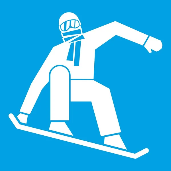 Icône snowboarder blanc — Image vectorielle
