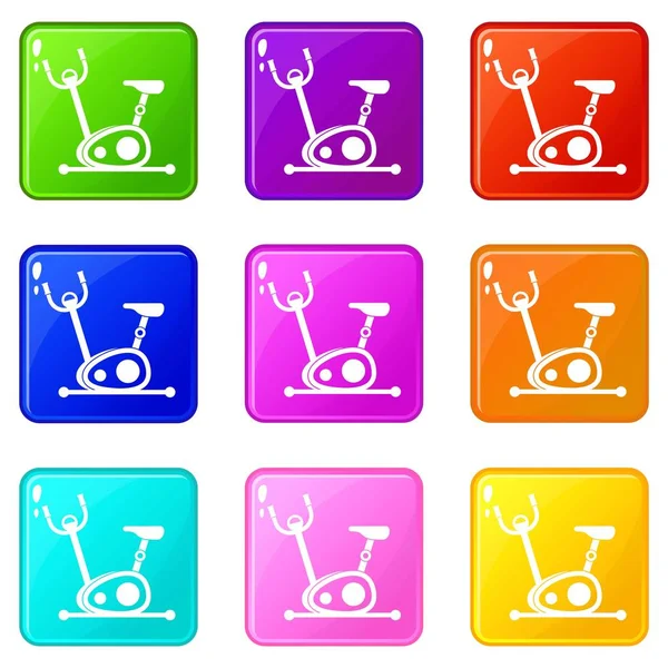 9 renk kümesi yalıtılmış vektör çizim simgelerin bisiklet egzersiz
