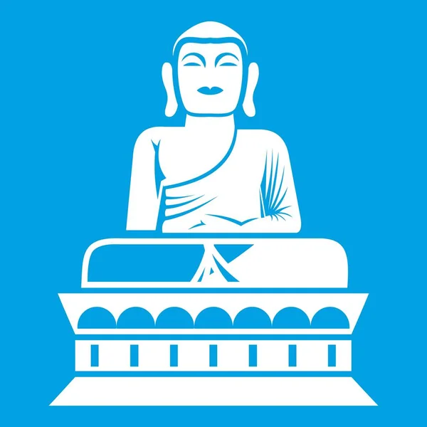 Estatua de Buda icono blanco — Vector de stock