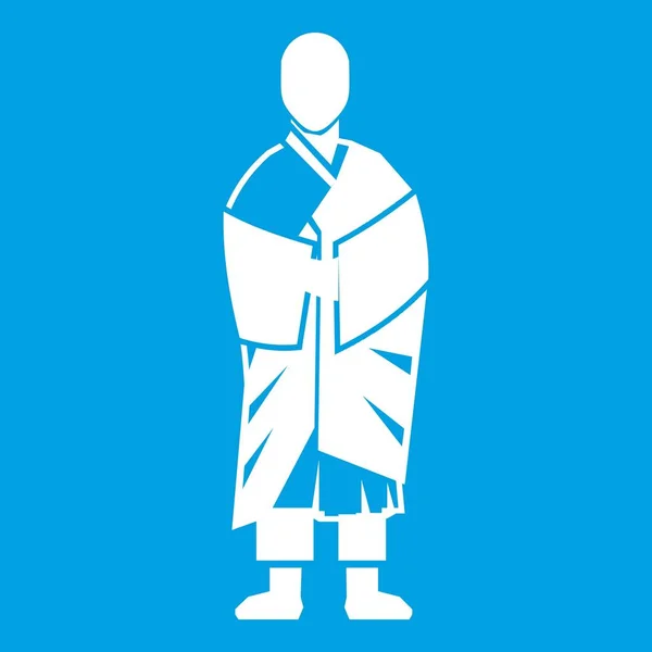 Icône moine bouddhiste blanc — Image vectorielle