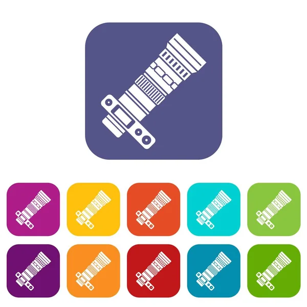 DSLR fotoğraf makinesi ile vınlamak mercek Icons set