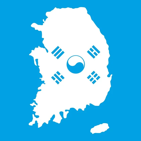 Mapa de Corea del Sur con icono de bandera blanco — Archivo Imágenes Vectoriales